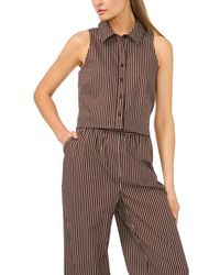 Halogen® - Striped Sleeveless Button-Up Shirt - Lyst