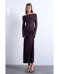 TOPSHOP - Off The Shoulder Long Sleeve Maxi Dress - Lyst