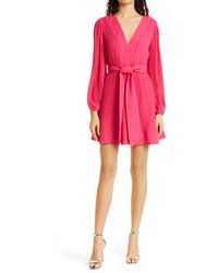 MILLY - Liv Pleated Long Sleeve Dress - Lyst