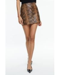 Alice + Olivia - Elana Vegan Snakeskin Mini Skirt - Lyst