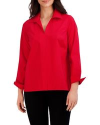 Foxcroft - Agnes Split Cuff Popover Blouse - Lyst