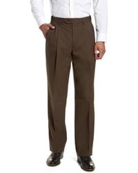 Berle - Self Sizer Waist Pleated Lightweight Plain Weave Classic Fit Trousers - Lyst