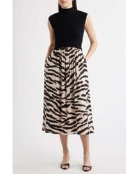 Vince Camuto - Mock Neck Cap Sleeve Midi Dress - Lyst