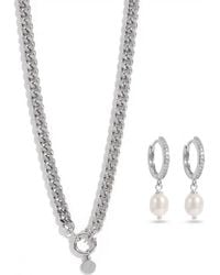 Joey Baby Layla Imitation Pearl And Crystal Oval Chain Necklace & Drop ...