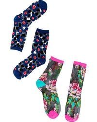 Sock Candy - Bold Blooms Floral Sheer Crew Socks - Lyst