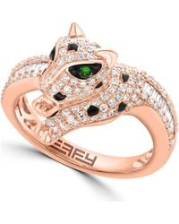 Effy - 14K Rose Diamond & Tsavorite Panther Ring - Lyst
