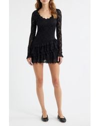 LoveShackFancy - Rhea Lace Long Sleeve Minidress - Lyst