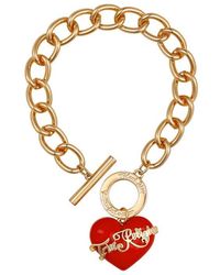 True Religion - Chunky Heart Charm Bracelet - Lyst