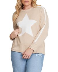 Minnie Rose - Star Cotton & Cashmere Crewneck Sweater - Lyst
