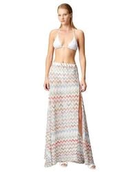 Missoni - Long Cover-Up Skirt With 3D Zig Zag Lamé And Slit - Lyst
