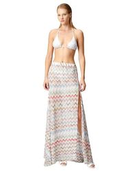 Missoni - Long Cover-Up Skirt With 3D Zig Zag Lamé And Slit - Lyst
