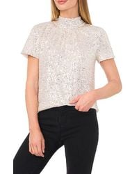 Cece - Sequin Mock Neck Top - Lyst