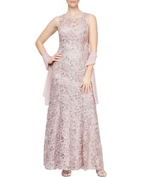 Alex Evenings - Sequin Sleeveless Gown With Shawl - Lyst