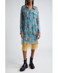 R13 - Floral Long Sleeve Double Layer Dress - Lyst