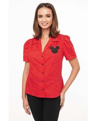 Unique Vintage - 1940S Short Sleeve Collared Button Down Woven Blouse - Lyst