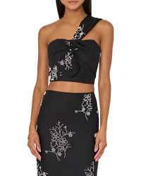 MILLY - Beaded Embroidery One-shoulder Crop Top - Lyst