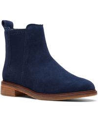 clarks navy leather ankle boots