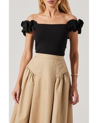 Astr - Hoda Mixed Media Off The Shoulder Top - Lyst