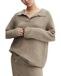 Mango - Oversize Rib Polo Sweater - Lyst