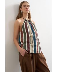 TOPSHOP - Co-Ord Stripe Cotton Halter Neck Top - Lyst