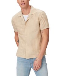 PAIGE - Albro Stripe Linen Blend Button-up Camp Shirt - Lyst