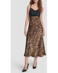 DKNY - Mixed Media Print Sleeveless Midi Dress - Lyst