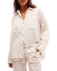 Free People - Cardiff Cotton Gauze Button-up Shirt - Lyst