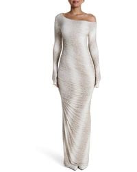 Naked Wardrobe - Ruched Off The Shoulder Long Sleeve Maxi Dress - Lyst