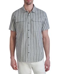 Karl Lagerfeld - Slim Fit Stripe Short Sleeve Cotton Button-up Shirt - Lyst