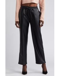 Open Edit - Faux Leather Drawstring Track Pants - Lyst