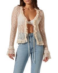 Astr - Lace Front Tie Bed Jacket - Lyst