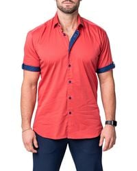 Maceoo - Galileo Sleek Short Sleeve Contemporary Fit Button-up Shirt At Nordstrom - Lyst