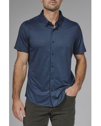 7 Diamonds - Ludlow Geo Print Short Sleeve Stretch Button-Up Shirt - Lyst