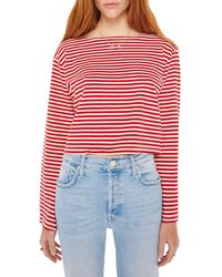 Mother - The Skipper Bell Stripe Long Sleeve Cotton T-shirt - Lyst