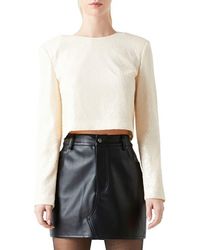 Grey Lab - Power Shoulder Sequin Crop Top - Lyst
