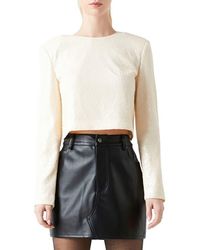 Grey Lab - Power Shoulder Sequin Crop Top - Lyst