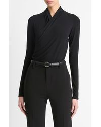 Vince - Long Sleeve Knit Wrap Top - Lyst
