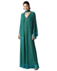 Missoni - Zigzag Kaftan With Sequins And V-Neck And Removable Scarf With Fringes - Lyst