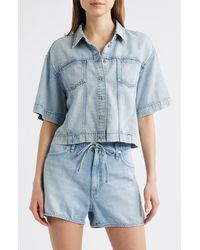 Rag & Bone - Abby Crop Denim Button-Up Shirt - Lyst
