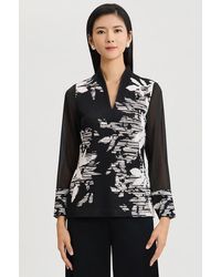 Ming Wang - Mixed-Media Floral Jacquard Knit Tunic - Lyst