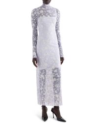 Givenchy - Floral Tulle Overlay Long Sleeve Dress - Lyst