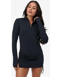 BloqUV - Long Sleeve Sun And Uv Protection Drawstring Coverup Dress - Lyst