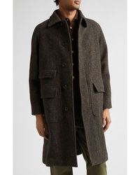 Drake's - Wool Herringbone Tweed Overcoat - Lyst