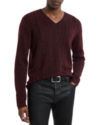 John Varvatos - Bandera Rib Wool Blend V-neck Sweater - Lyst