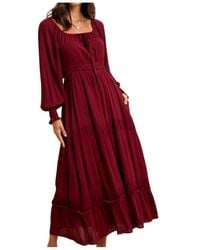 Knit & Lounge - Long-Sleeve Smocked Maxi Dress With Tiered Skirt - Lyst