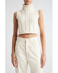 Max Mara - Oscuro Cable Knit Crop Wool & Cashmere Sweater - Lyst
