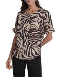 DKNY - Abstract Zebra Print Voile Top - Lyst