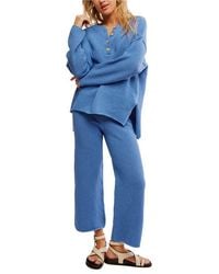 Free People - Free-Est Hailee Waffle Stitch Long Sleeve Top & Wide Leg Pants Knit Set - Lyst
