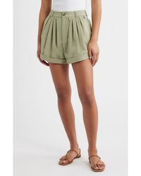Doen - Declan Pleated Cotton Shorts - Lyst