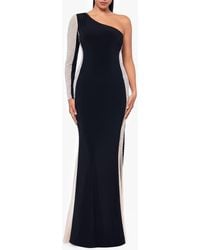 Xscape Evenings - Faraj Beaded Long Sleeve One-Shoulder Gown - Lyst
